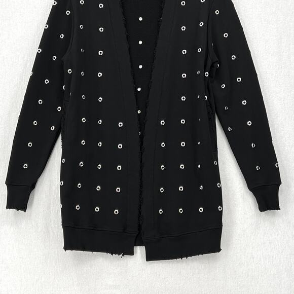 Rta Serge Grommet Cardigan Sweater Womens XS Black Long Sleeve Embellished - Picture 9 of 15